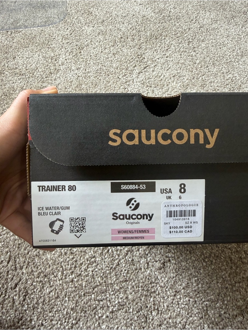 Anthropologie Exclusive Saucony Women's Light Blue Retro Trainer 80 Size 8 - Picture 6 of 6